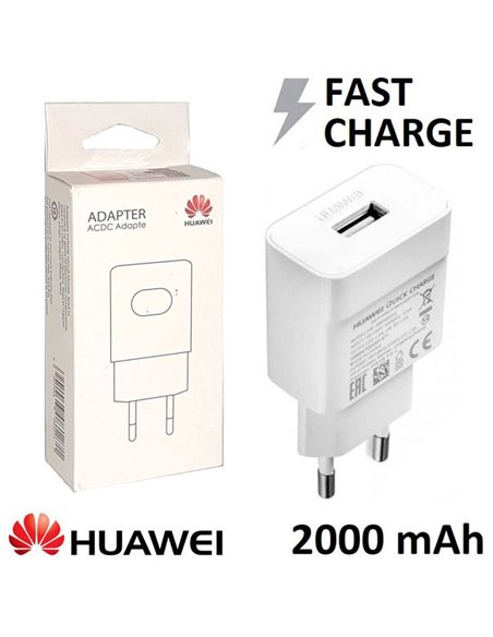 CARICATORE DA RETE 2000mAh ORIGINALE HUAWEI CON 1 PORTA USB FAST CHARGING COLORE BIANCO HW-059200EHQ BLISTER