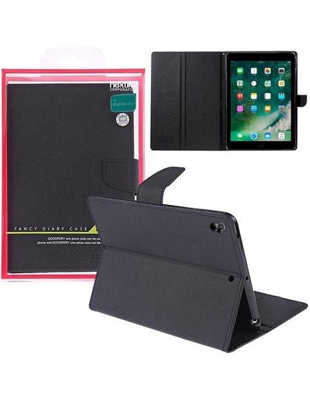 CUSTODIA per APPLE IPAD PRO (10.5') 2017, IPAD AIR (10.5') 2019 - BOOK ORIZZONTALE CON INTERNO IN TPU E STAND NERO ALTA QUALITA'