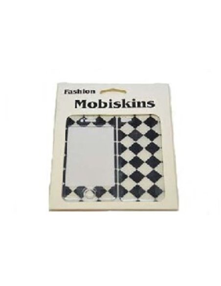 PELLICOLA STICKER MOBISKINS FRONTE-RETRO per APPLE IPHONE 4, 4s FANTASIA ROMBI BIANCHI E NERI