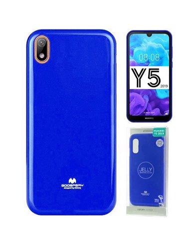CUSTODIA per HUAWEI Y5 2019, HONOR 8S IN GEL TPU SILICONE COLORE BLU LUCIDO ALTA QUALITA' MERCURY BLISTER