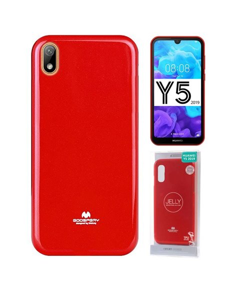 CUSTODIA per HUAWEI Y5 2019, HONOR 8S IN GEL TPU SILICONE COLORE ROSSO LUCIDO ALTA QUALITA' MERCURY BLISTER