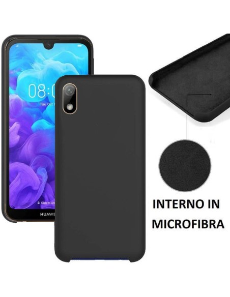 CUSTODIA per HUAWEI Y5 2019, HONOR 8S IN SILICONE CON EFFETTO SOFT TOUCH ED INTERNO IN MICROFIBRA COLORE NERO