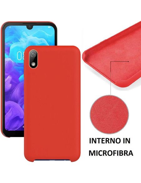 CUSTODIA per HUAWEI Y5 2019, HONOR 8S IN SILICONE CON EFFETTO SOFT TOUCH ED INTERNO IN MICROFIBRA COLORE ROSSO