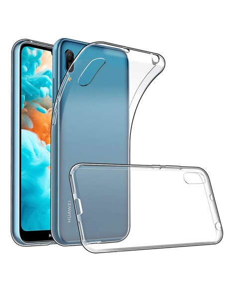 CUSTODIA per HUAWEI Y6 2019, Y6 PRIME 2019, HONOR PLAY 8A IN GEL TPU SILICONE TRASPARENTE