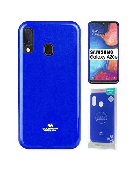 CUSTODIA per SAMSUNG GALAXY A20e (SM-A202) IN GEL TPU SILICONE COLORE BLU LUCIDO ALTA QUALITA' MERCURY BLISTER