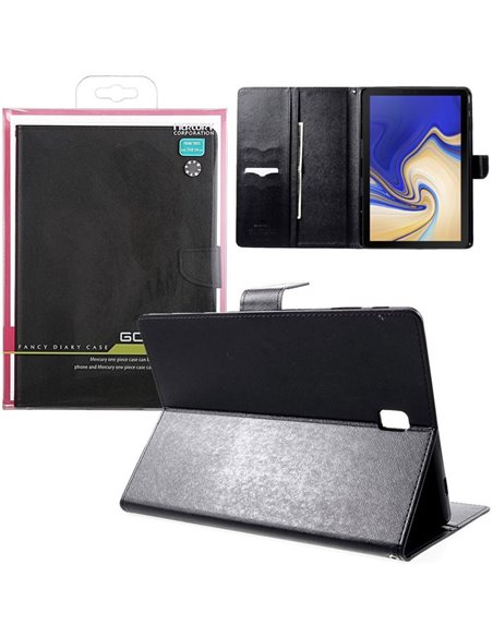 CUSTODIA per SAMSUNG GALAXY TAB S4 (10.5') SM-T830, SM-T835 - BOOK ORIZZONTALE CON INTERNO IN TPU E STAND NERO ALTA QUALITA'