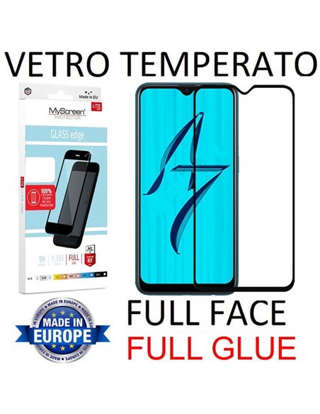 PELLICOLA per OPPO AX7, A7 - IN VETRO TEMPERATO FULL FACE 9H - FULL GLUE 0,33mm CON CORNICE COLORE NERO MYSCREEN LITE