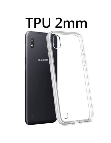 CUSTODIA per SAMSUNG GALAXY A10 (SM-A105) IN GEL TPU SILICONE 2mm TRASPARENTE CON CORNICE BIANCO OPACO