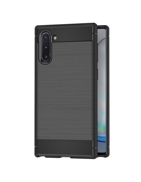 CUSTODIA per SAMSUNG GALAXY NOTE 10 (N970), NOTE 10 5G (N971) GEL TPU EFFETTO METALLICO CON INSERTI IN FANTASIA CARBONIO NERO