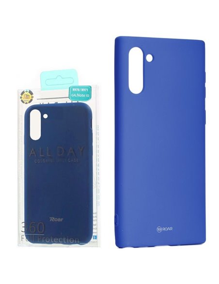 CUSTODIA per SAMSUNG GALAXY NOTE 10 (N970), NOTE 10 5G (N971) IN GEL TPU SILICONE COLORE BLU ALTA QUALITA' ROAR COLORFUL