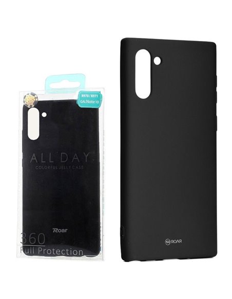 CUSTODIA per SAMSUNG GALAXY NOTE 10 (N970), NOTE 10 5G (N971) IN GEL TPU SILICONE COLORE NERO ALTA QUALITA' ROAR COLORFUL