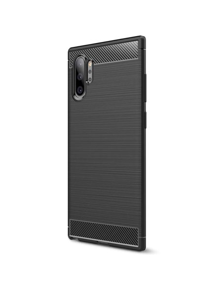 CUSTODIA per SAMSUNG GALAXY NOTE 10+ (N975), NOTE 10+ 5G (N976) GEL TPU EFFETTO METALLICO CON INSERTI IN FANTASIA CARBONIO NERO