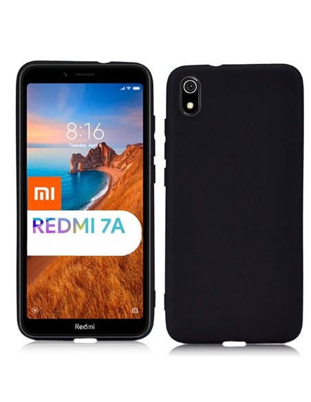 CUSTODIA per XIAOMI REDMI 7A IN GEL TPU SILICONE SLIM COLORE NERO SATINATO