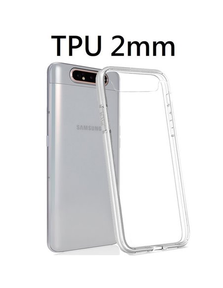 CUSTODIA per SAMSUNG GALAXY A80 (SM-A805), A90 IN GEL TPU SILICONE 2mm TRASPARENTE CON CORNICE BIANCO OPACO