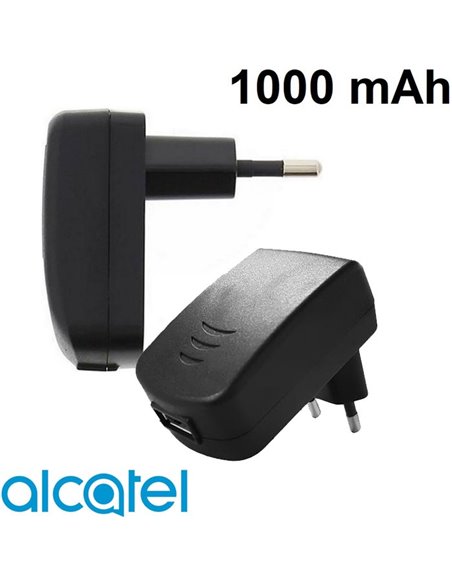 CARICATORE DA RETE 1000mAh ORIGINALE ALCATEL CON 1 PORTA USB COLORE NERO S005UV0500100 BULK