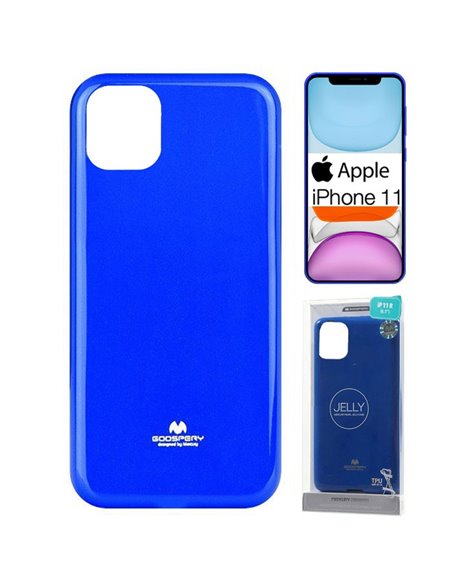 CUSTODIA per APPLE IPHONE 11 (6.1') IN GEL TPU SILICONE COLORE BLU LUCIDO CON GLITTER ALTA QUALITA' MERCURY BLISTER