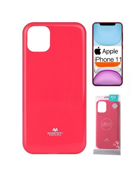 CUSTODIA per APPLE IPHONE 11 (6.1') IN GEL TPU SILICONE COLORE FUCSIA LUCIDO CON GLITTER ALTA QUALITA' MERCURY BLISTER