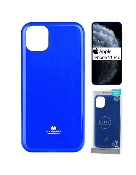 CUSTODIA per APPLE IPHONE 11 PRO (5.8') IN GEL TPU SILICONE COLORE BLU LUCIDO CON GLITTER ALTA QUALITA' MERCURY BLISTER