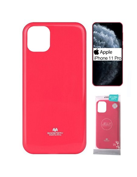 CUSTODIA per APPLE IPHONE 11 PRO (5.8') IN GEL TPU SILICONE COLORE FUCSIA LUCIDO CON GLITTER ALTA QUALITA' MERCURY BLISTER