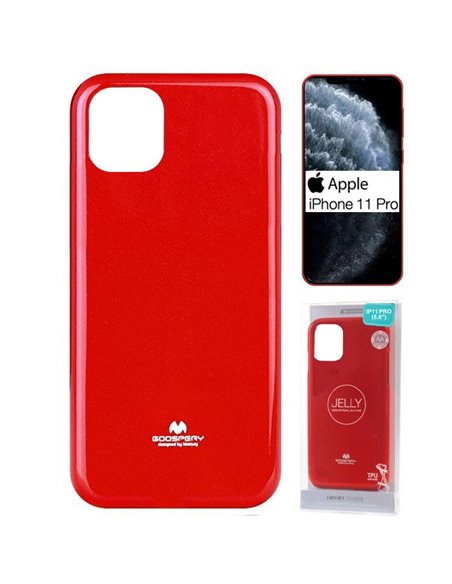 CUSTODIA per APPLE IPHONE 11 PRO (5.8') IN GEL TPU SILICONE COLORE ROSSO LUCIDO CON GLITTER ALTA QUALITA' MERCURY BLISTER