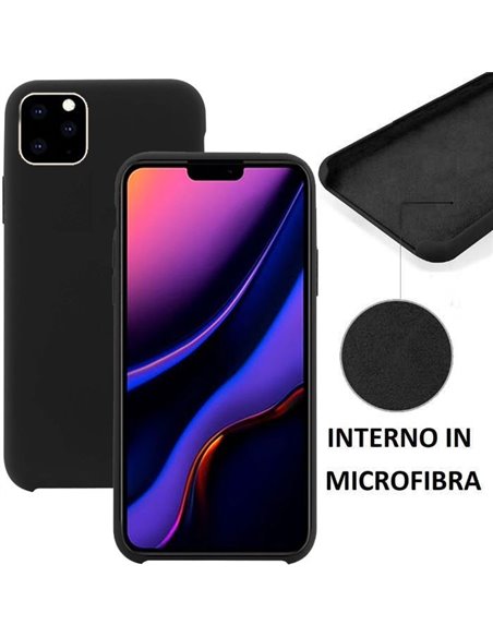 CUSTODIA per APPLE IPHONE 11 PRO (5.8') IN SILICONE CON EFFETTO SOFT TOUCH ED INTERNO IN MICROFIBRA COLORE NERO