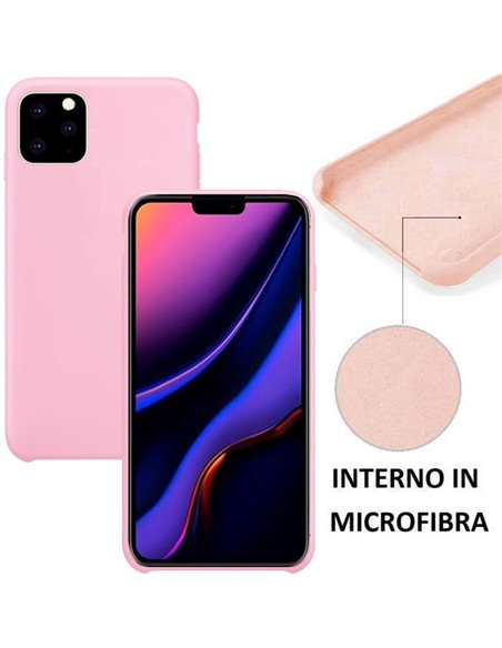 CUSTODIA per APPLE IPHONE 11 PRO (5.8') IN SILICONE CON EFFETTO SOFT TOUCH ED INTERNO IN MICROFIBRA COLORE ROSA