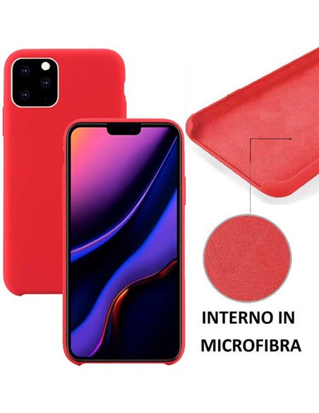 CUSTODIA per APPLE IPHONE 11 PRO MAX (6.5') IN SILICONE CON EFFETTO SOFT TOUCH ED INTERNO IN MICROFIBRA COLORE ROSSO