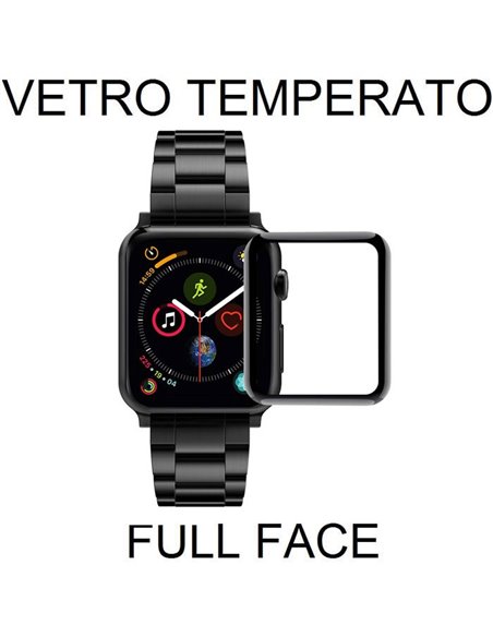 PELLICOLA per APPLE WATCH 40MM (SERIE 4, SERIE 5, SERIE 6, SERIE SE) IN VETRO TEMPERATO FULL FACE 9H 0,33mm CON CORNICE NERA