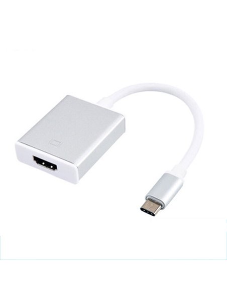 ADATTATORE AUDIO/VIDEO DA USB TYPE-C 3.1 AD HDMI FEMMINA CON RISOLUZIONE 4K COLORE BIANCO E SILVER - ATTENZIONE..