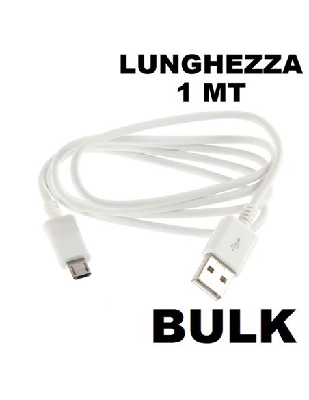 CAVO MICRO USB - LUNGHEZZA 1 MT COLORE BIANCO BULK