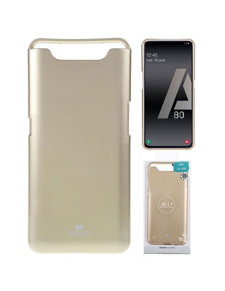 CUSTODIA per SAMSUNG GALAXY A80 (SM-A805), A90 IN GEL TPU SILICONE COLORE ORO LUCIDO CON GLITTER ALTA QUALITA' MERCURY