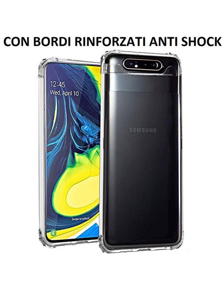 CUSTODIA per SAMSUNG GALAXY A80 (SM-A805), A90 IN GEL TPU SILICONE TRASPARENTE SLIM 0,5mm CON BORDI RINFORZATI ANTI SHOCK