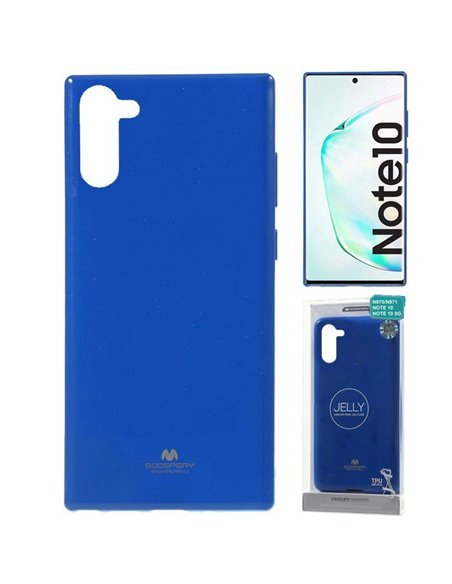 CUSTODIA per SAMSUNG GALAXY NOTE 10 (N970), NOTE 10 5G (N971) IN GEL TPU SILICONE BLU LUCIDO CON GLITTER ALTA QUALITA' MERCURY