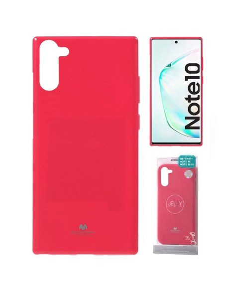 CUSTODIA per SAMSUNG GALAXY NOTE 10 (N970), NOTE 10 5G (N971) IN GEL TPU SILICONE FUCSIA LUCIDO CON GLITTER ALTA QUALITA' MERCUR