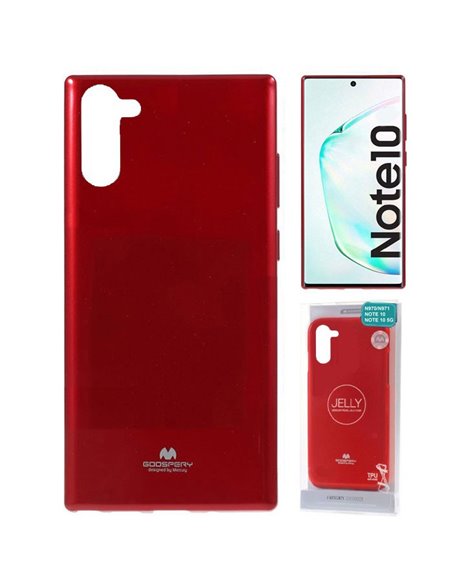 CUSTODIA per SAMSUNG GALAXY NOTE 10 (N970), NOTE 10 5G (N971) IN GEL TPU SILICONE ROSSO LUCIDO CON GLITTER ALTA QUALITA' MERCURY