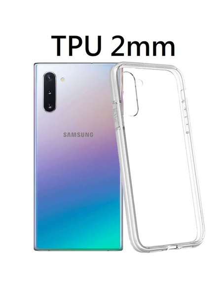 CUSTODIA per SAMSUNG GALAXY NOTE 10 (SM-N970), NOTE 10 5G (SM-N971) IN GEL TPU SILICONE 2mm TRASPARENTE CON CORNICE BIANCO OPACO