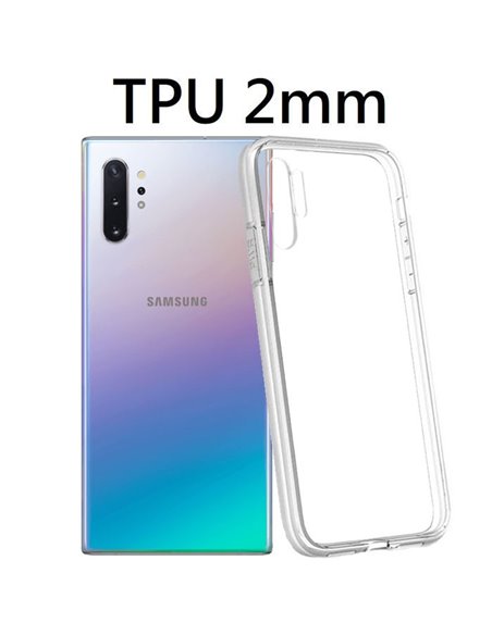 CUSTODIA per SAMSUNG GALAXY NOTE 10+ (N975), NOTE 10+ 5G (N976) IN GEL TPU SILICONE 2mm TRASPARENTE CON CORNICE BIANCO OPACO