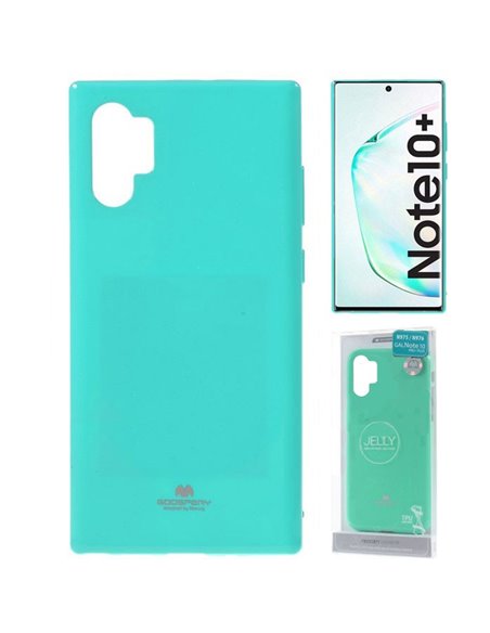 CUSTODIA per SAMSUNG GALAXY NOTE 10+ (N975), NOTE 10+ 5G (N976) IN GEL TPU SILICONE VERDE ACQUA LUCIDO ALTA QUALITA' MERCURY