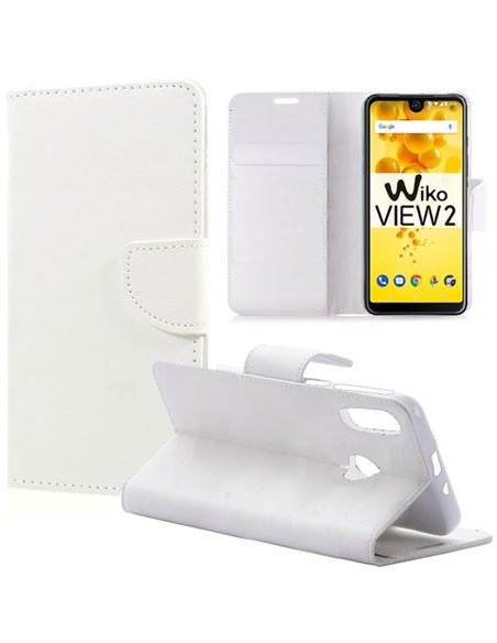 CUSTODIA per WIKO VIEW 2 - FLIP ORIZZONTALE SIMILPELLE CON INTERNO IN TPU SILICONE, STAND E TASCHE PORTA CARTE COLORE BIANCO