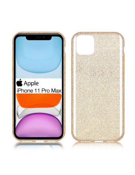 CUSTODIA per APPLE IPHONE 11 PRO MAX (6.5') IN GEL TPU SILICONE COLORE ORO CON BRILLANTINI