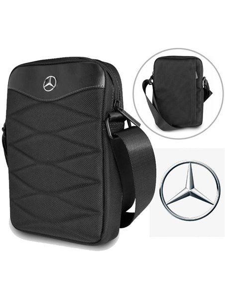 CUSTODIA/BORSA UNIVERSALE IN TESSUTO per TABLET E NETBOOK FINO A 10' CON TRACOLLA REGOLABILE E LOGO MERCEDES COLORE NERO