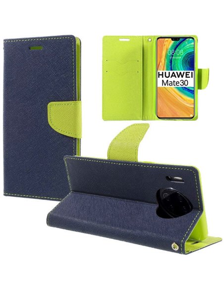 CUSTODIA per HUAWEI MATE 30, MATE 30 (5G) - FLIP ORIZZONTALE CON INTERNO IN TPU SILICONE, STAND E CHIUSURA MAGNETICA COLORE BLU