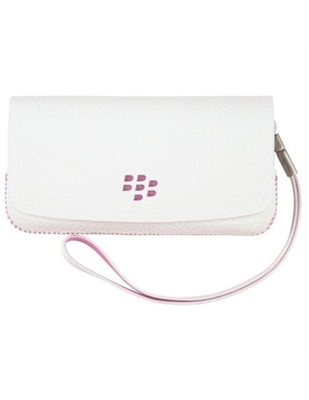 CUSTODIA IN PELLE ORIGINALE BLACKBERRY ASY-29559-002 CON SPECCHIO INTERNO per PEARL 3G 9100, 9105 COLORE BIANCO E ROSA BLISTER