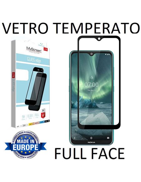 PELLICOLA per NOKIA 6.2, NOKIA 7.2 - PROTEGGI DISPLAY VETRO TEMPERATO FULL FACE 9H 0,33mm CON CORNICE COLORE NERO MYSCREEN LITE