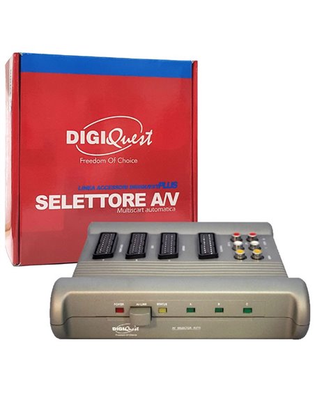 SELETTORE AUDIO/VIDEO AUTOMATICO CON 3 SORGENTI VIDEO IN ENTRATA E ALTA' QUALITA' DEL SEGNALE AV010 DIGIQUEST BLISTER