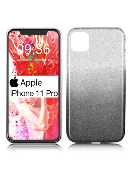 CUSTODIA per APPLE IPHONE 11 PRO (5.8') IN GEL TPU SILICONE COLORE NERO SFUMATO CON BRILLANTINI