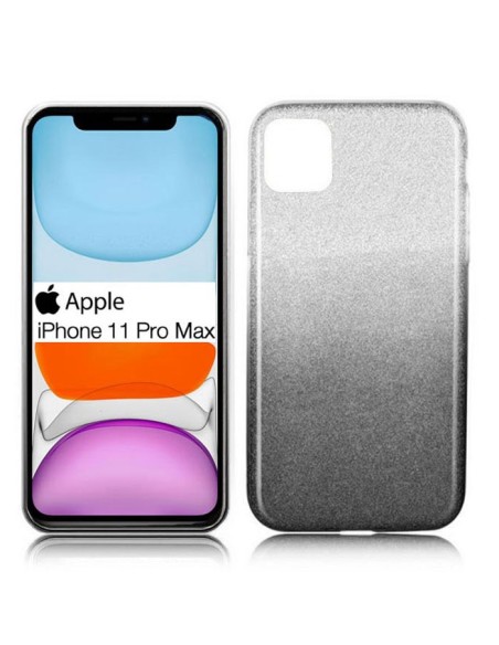 CUSTODIA per APPLE IPHONE 11 PRO MAX (6.5') IN GEL TPU SILICONE COLORE NERO SFUMATO CON BRILLANTINI