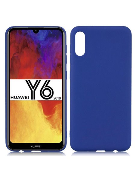 CUSTODIA per HUAWEI Y6 2019 IN GEL TPU SILICONE SLIM COLORE BLU SATINATO