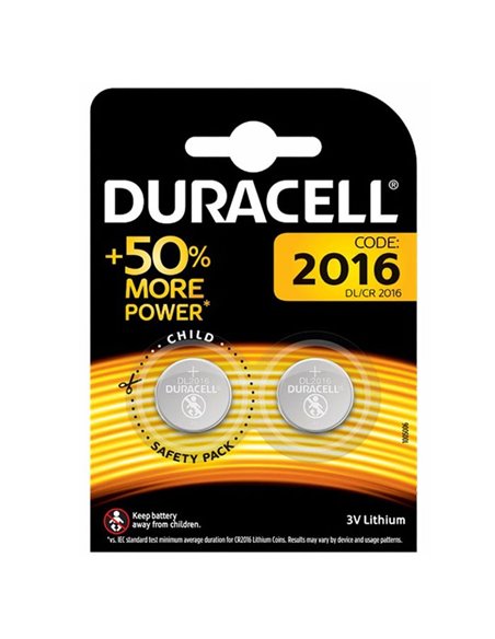 BATTERIE A BOTTONE AL LITIO 3V PER PICCOLI TELECOMANDI E BILANCE CON TECNOLOGIA DURALOCK CR2016 BLISTER 2PZ DURACELL