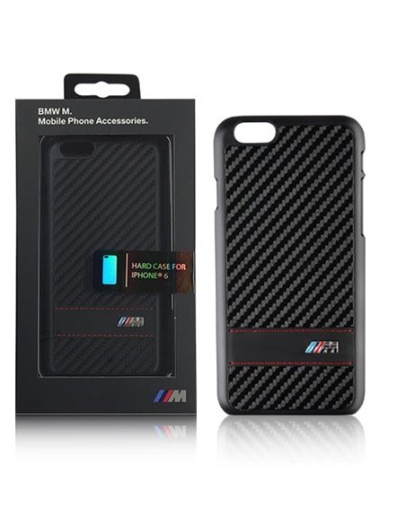 CUSTODIA BACK RIGIDA BMW per APPLE IPHONE 6, IPHONE 6S 4,7' POLLICI COLORE NERO CARBON BMHCP6MCC BLISTER